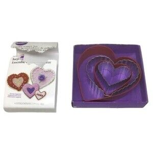 Metal Wilton Heart Cookie Cutters Valentine 4 Love Nesting Set Baking Scalloped